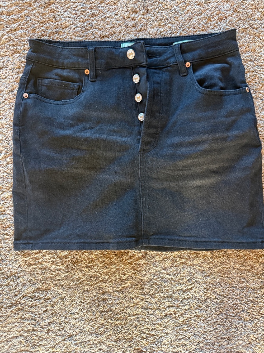 Articles Of Society Black Button-Front Mini Skirt